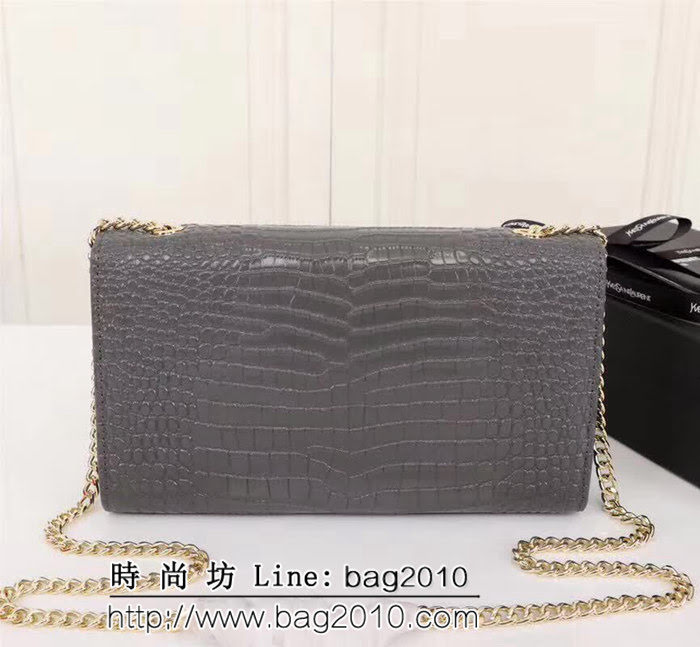 YSL聖羅蘭 經典金扣 鱷魚紋牛皮 時尚流蘇包 26700 YAS1124